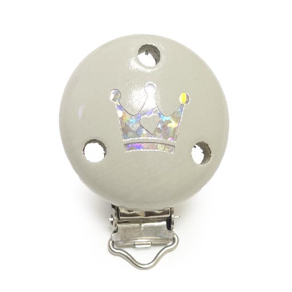 Клипса с Короной Светло Серый (деревянная, германия)