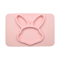 Тарелка зайчик розовая