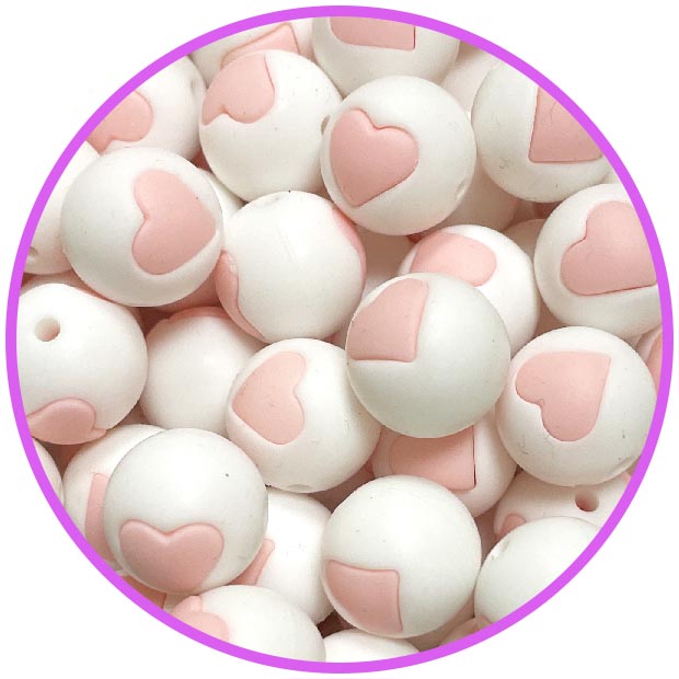 бусина белая сердце candy pink бусина белая сердце candy pink