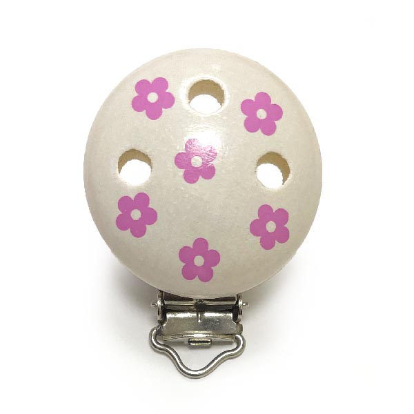 Клипса Цветочки Белая (деревянная, германия)