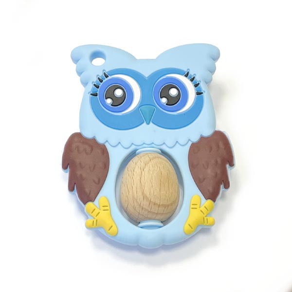 Сова с бусиной Голубая