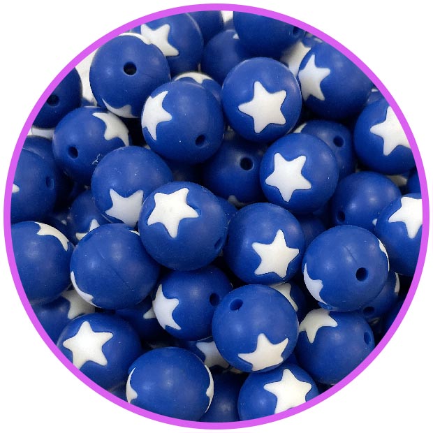 бусина темно синяя со звездой белой бусина темно синяя со звездой белой