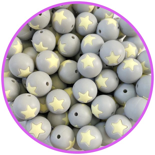 бусина светло серая  со звездой крем