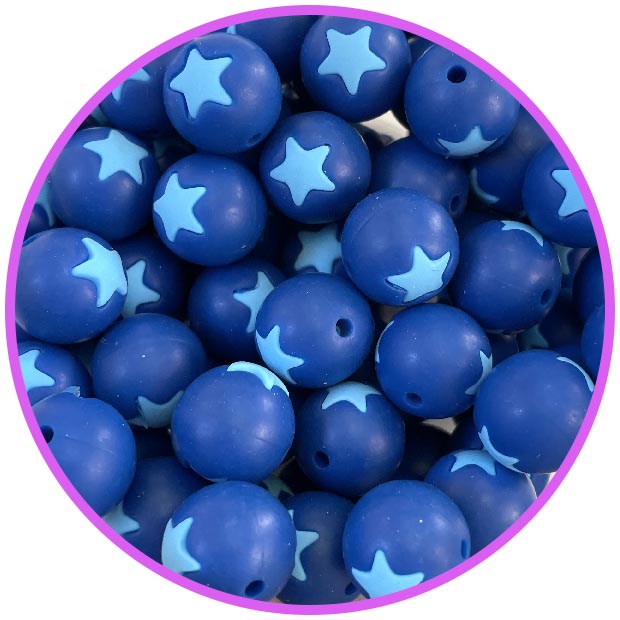 бусина темно синяя со звездой голубой бусина темно синяя со звездой голубой