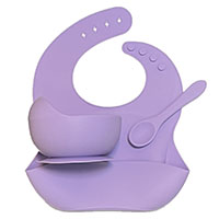 Комплект Фиолетовый (тарелка +ложка силиконовая+нагрудник)