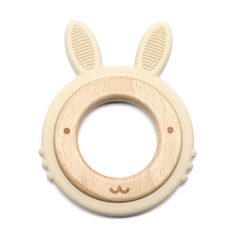 Зайчик Телесный на деревянном кольце