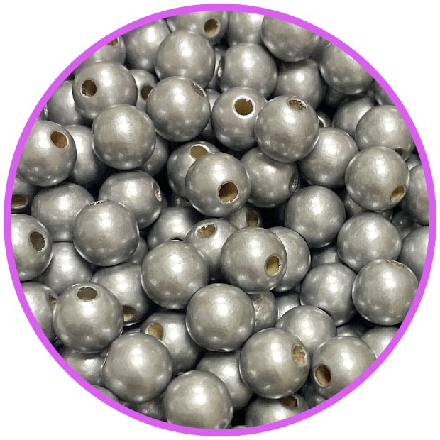 Бусина серебро 10 мм (германия, дерево)