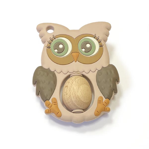 Сова с бусиной Пыльная роза