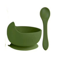 Тарелка+ложка Army Green силиконовые (завод 1)