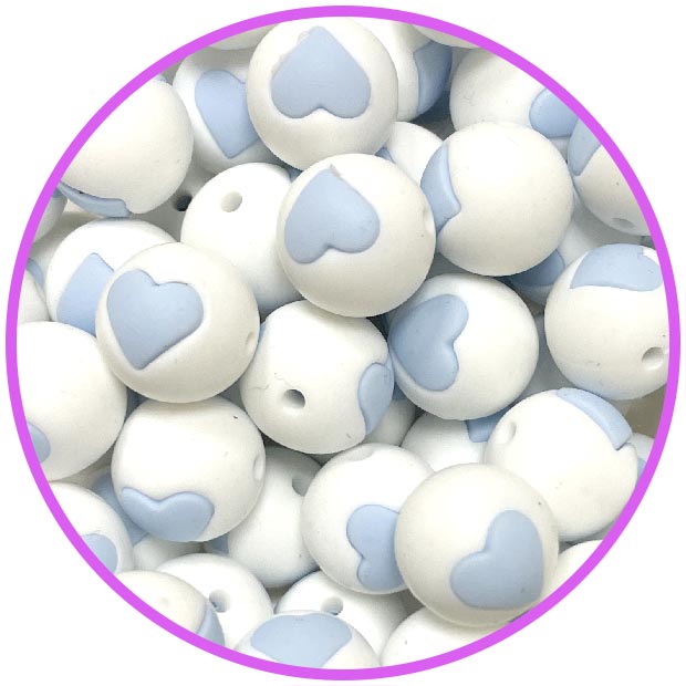 бусина белая сердце pastel blue бусина белая сердце pastel blue