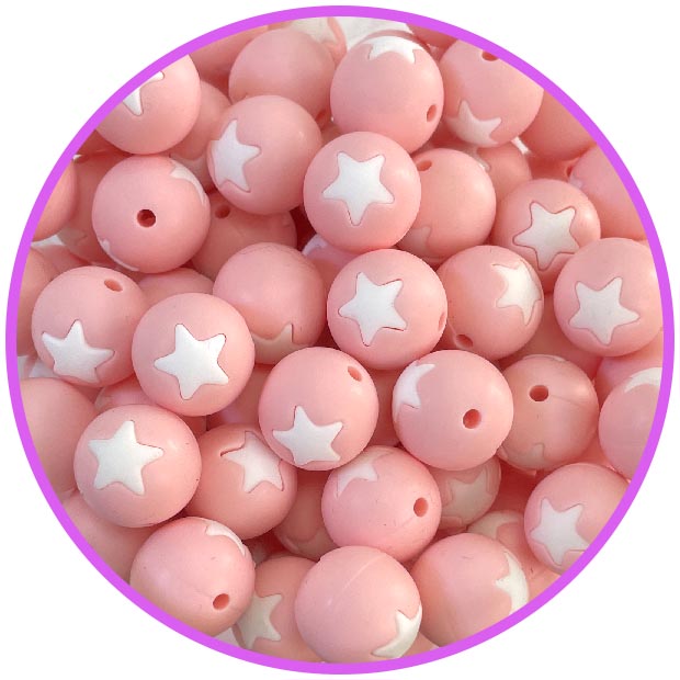 бусина candy pink со звездой белой бусина candy pink со звездой белой