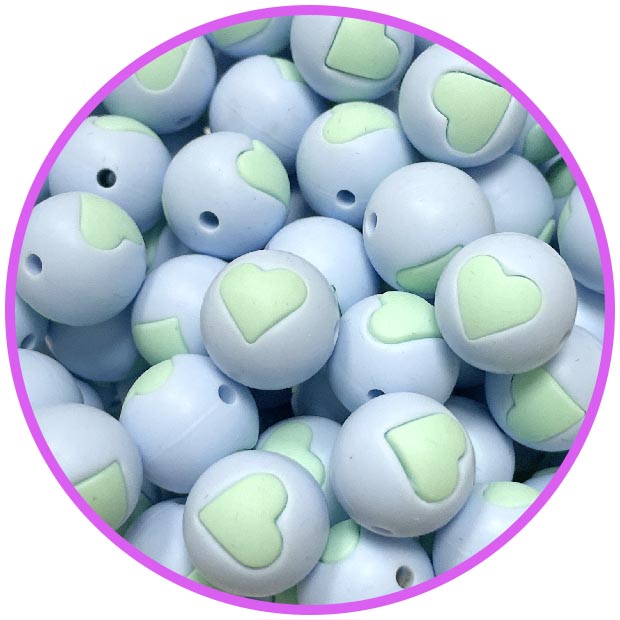 бусина pastel blue сердце мята