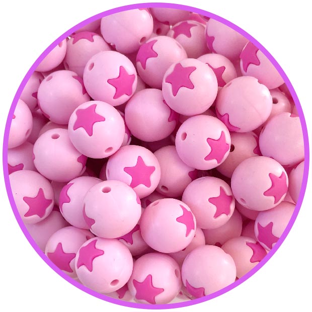 бусина pale pink со звездой фуксия бусина pale pink со звездой фуксия