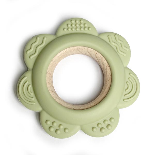 Цветок Лён на деревянном кольце