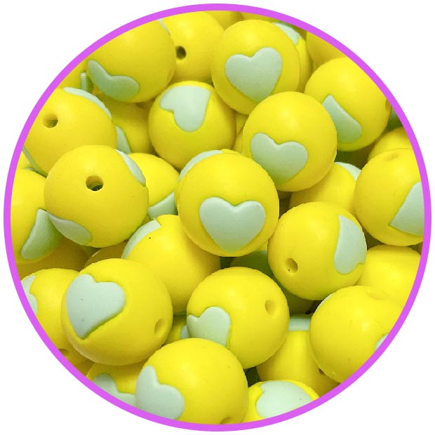 бусина желтая сердце мята