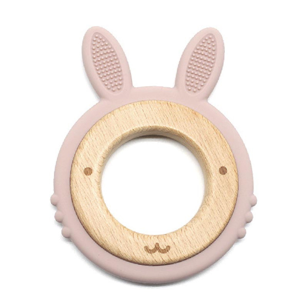 Зайчик Пыльная Роза на деревянном кольце