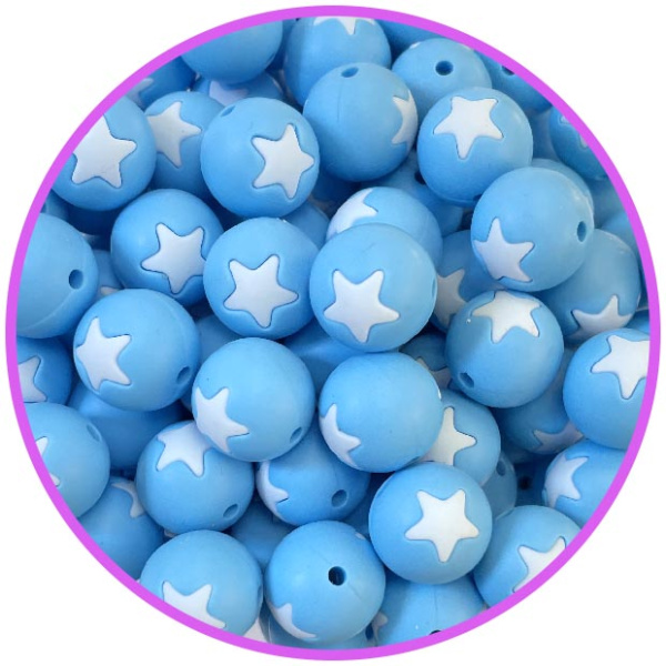 бусина голубая  со звездой pastel blue