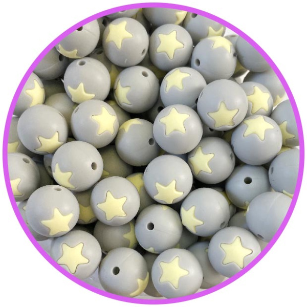бусина светло серая  со звездой крем