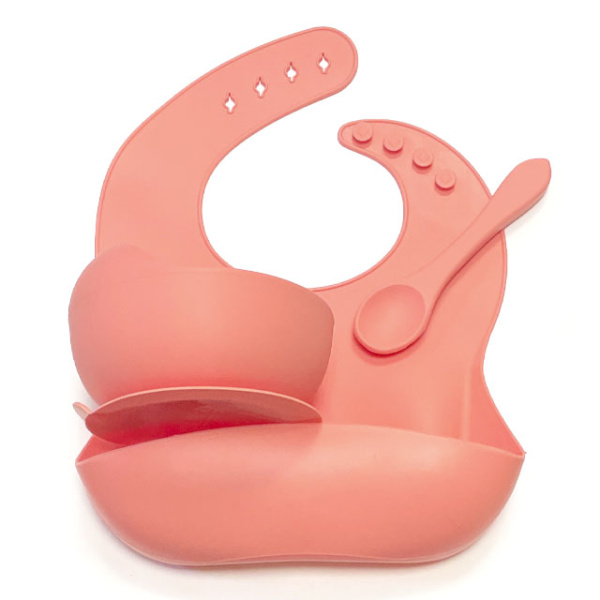 Комплект Лососевый (Завод 5 тарелка +ложка силиконовая+нагрудник)