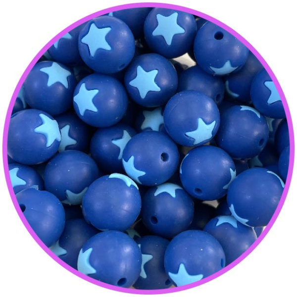 бусина темно синяя со звездой голубой бусина темно синяя со звездой голубой