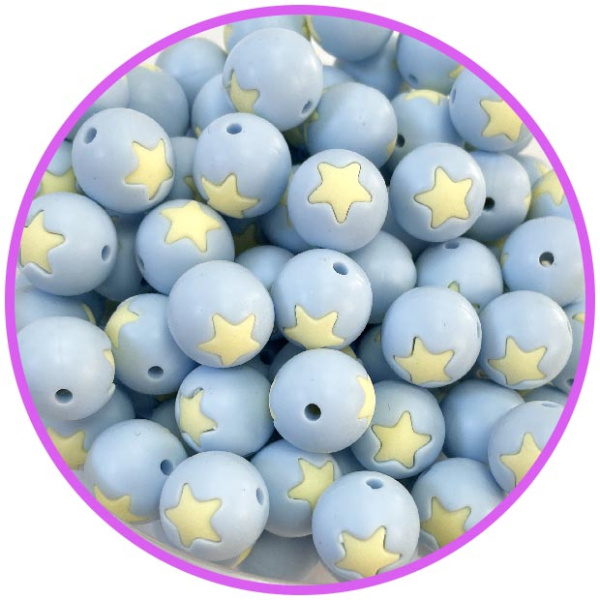 бусина pastel blue со звездой крем бусина pastel blue со звездой крем