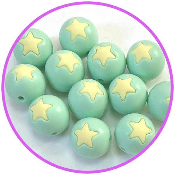 бусина мята  со звездой крем бусина мята  со звездой крем