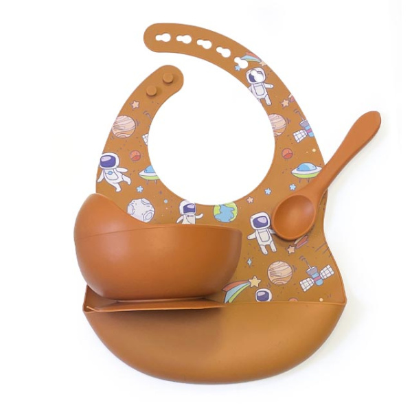 Комплект Нагрудник Миска Ложка Астронавт (Autumn Glaze) Комплект Нагрудник Миска Ложка Астронавт (Autumn Glaze)