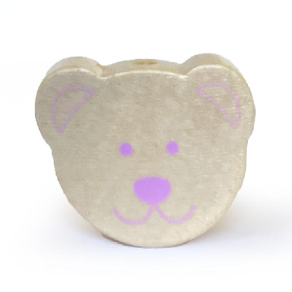 Мишка натуральный с розовым (дерево)