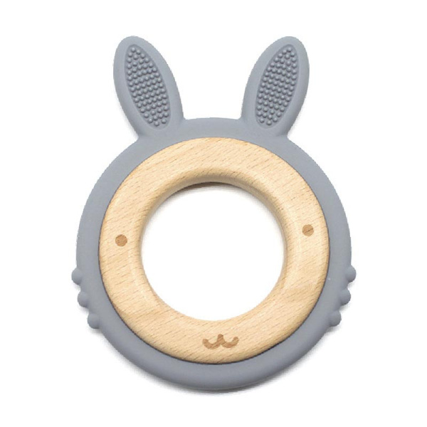Зайчик Серый на деревянном кольце