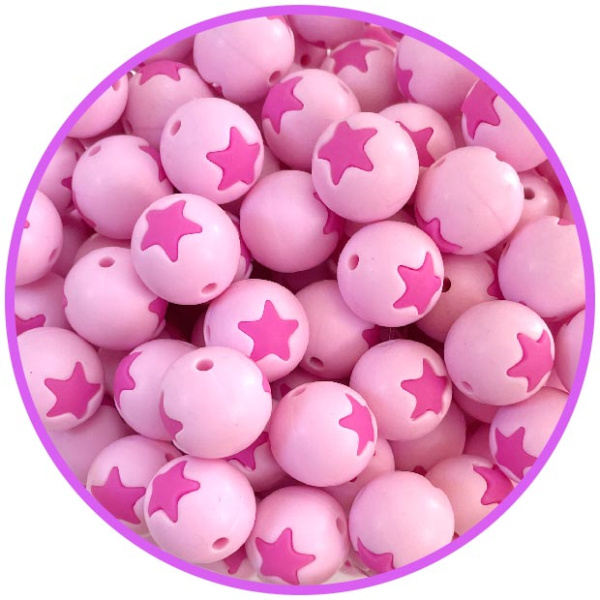 бусина pale pink со звездой фуксия бусина pale pink со звездой фуксия