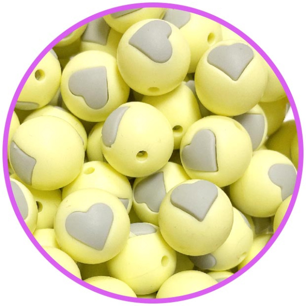 бусина крем сердце светло серое бусина крем сердце светло серое