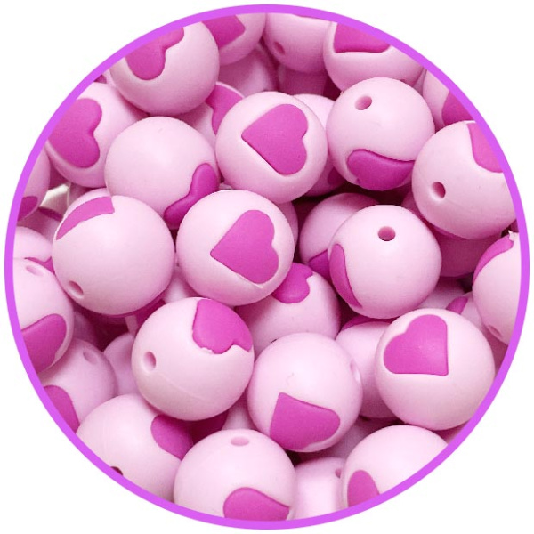 бусина pale pink сердце темно розовая
